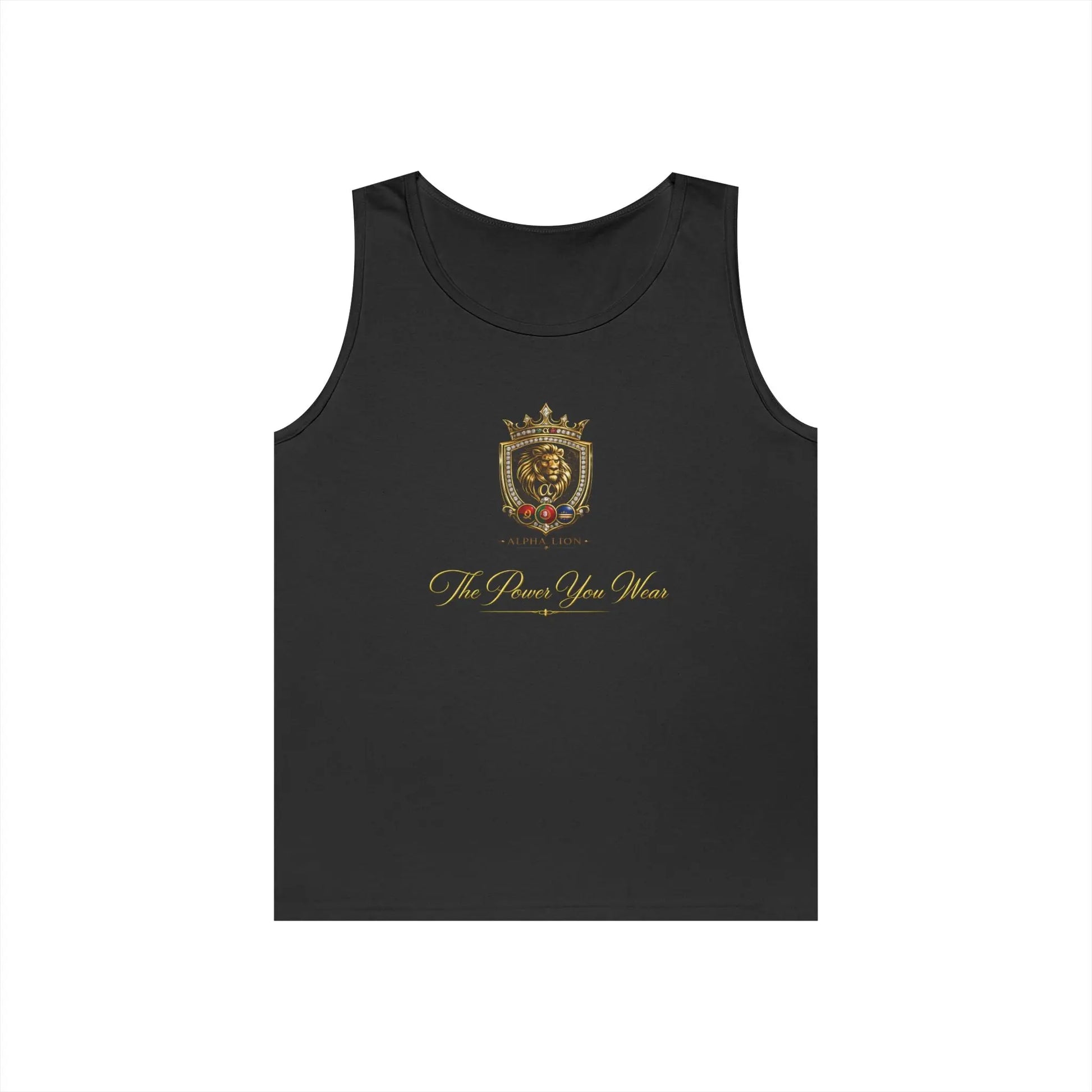 Alpha Lion Tank Top — Vintage Cherub Emblem Chest Print Printify