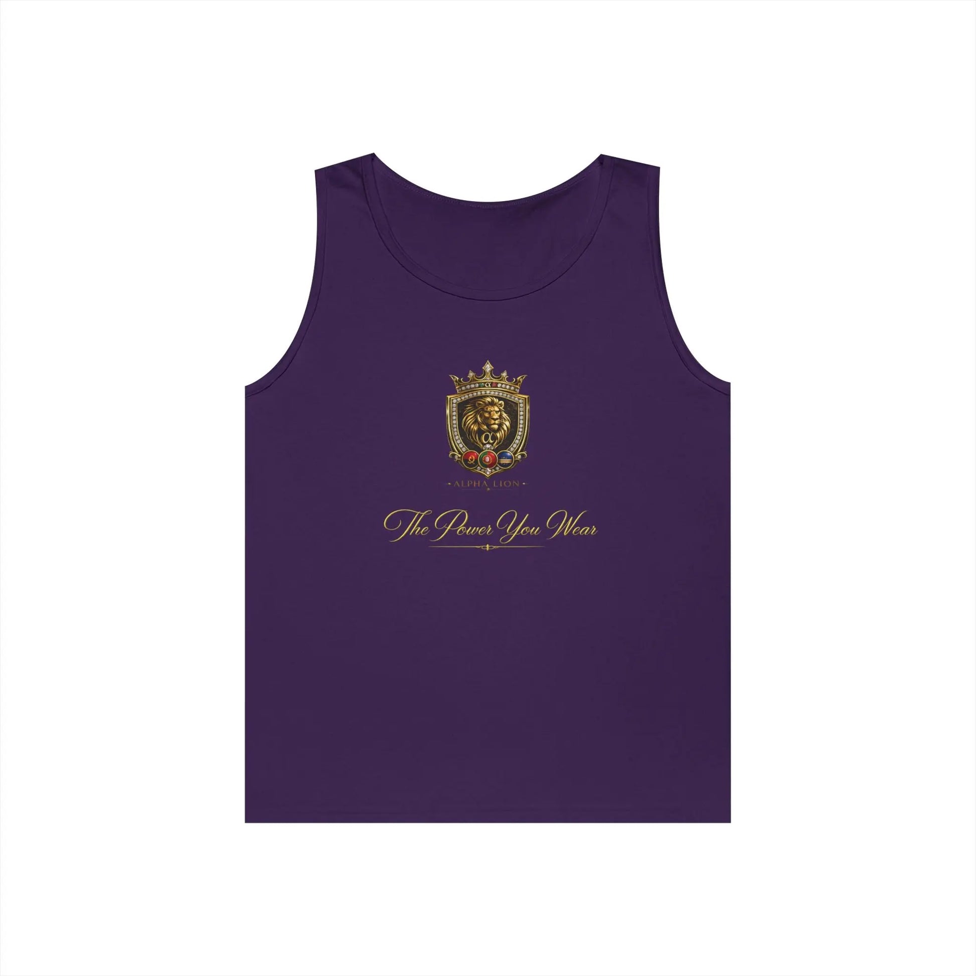Alpha Lion Tank Top — Vintage Cherub Emblem Chest Print Printify